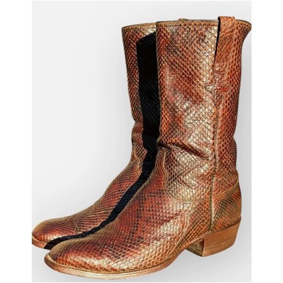 1980 Lucchese San Antonio Reticulated Python Boots 11C Vintage Display Only main image 7